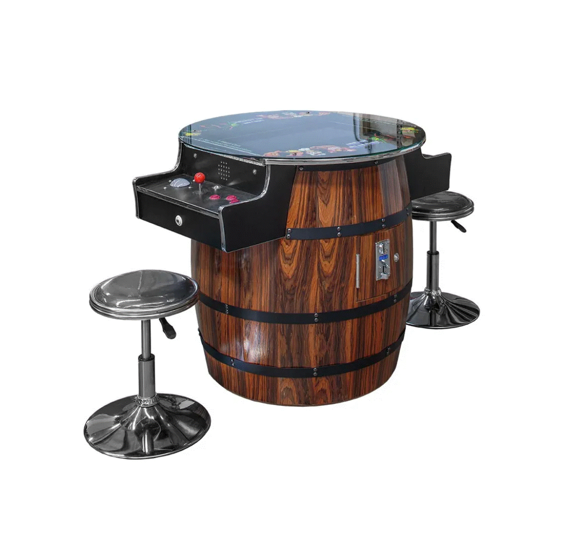 412 Barrel 27 inch Screen Cocktail Arcade Machine TRACK BALL DARK WOOD