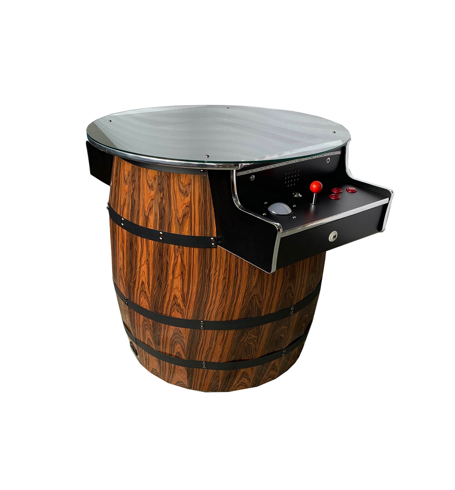 412  Barrel 27 inch Screen Cocktail Arcade Machine TRACK BALL DARK WOOD