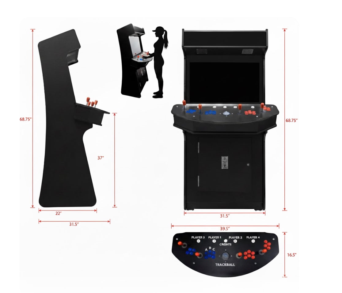 4 Player Standup with 2 shooting guns Arcade Machine 4600 Retro Multi Cade Games