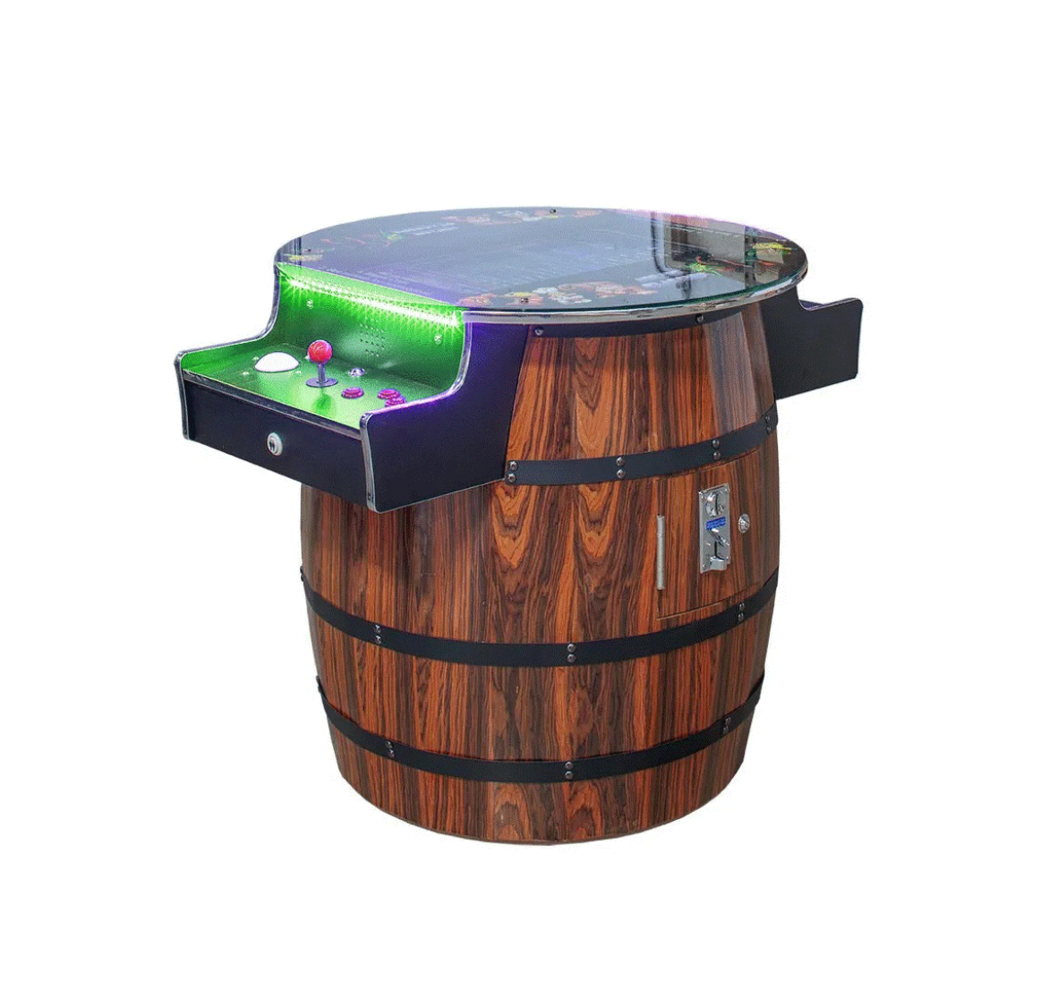 412  Barrel 27 inch Screen Cocktail Arcade Machine TRACK BALL DARK WOOD