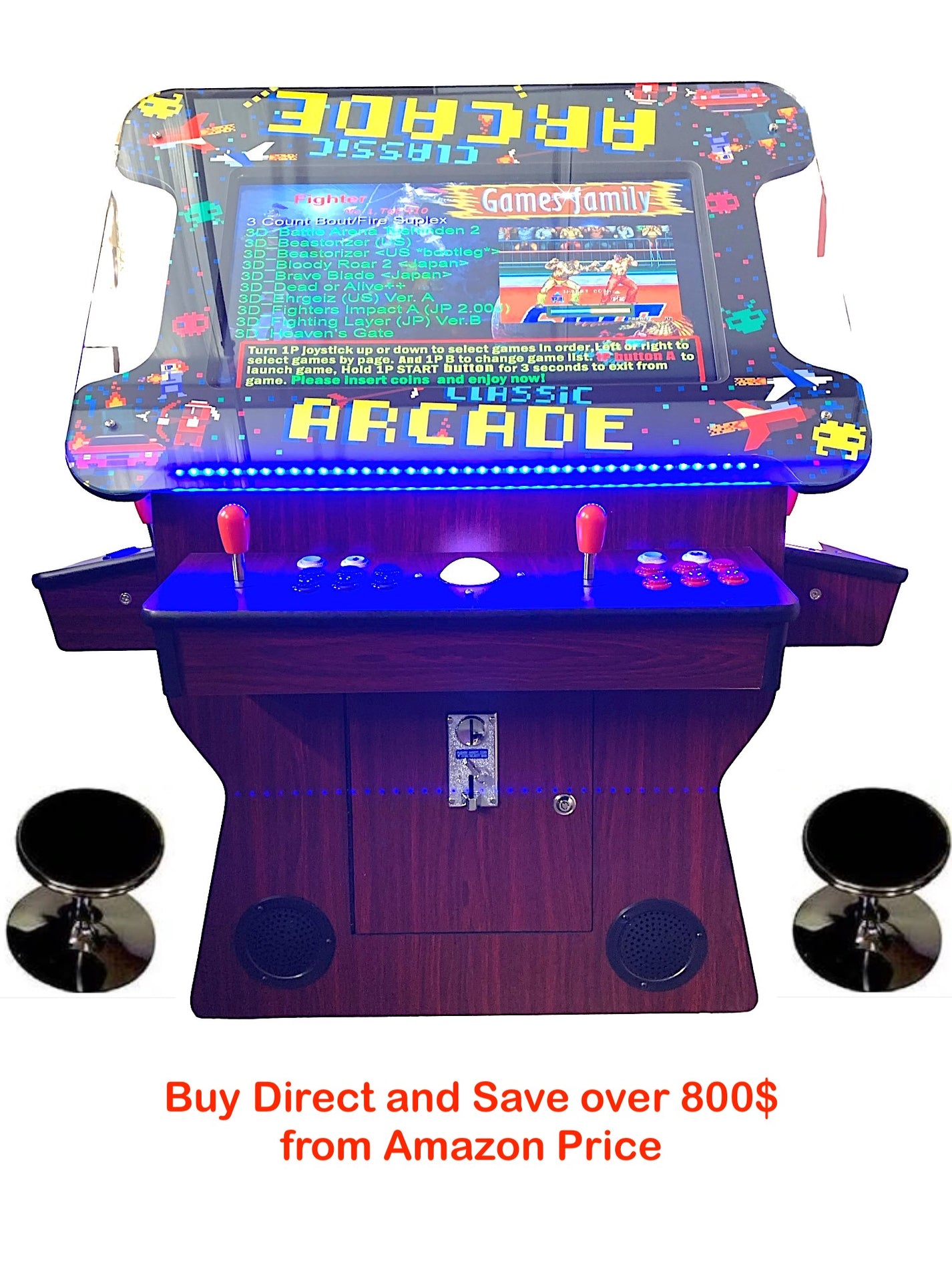 Dark Wood Cocktail Arcade Machine 3505 Games Tilt Up Retro Multicade