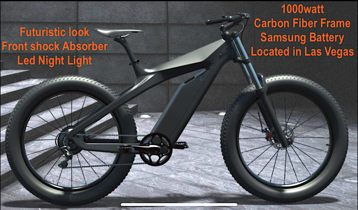 26" True 1000W Electric E Bike Fat Tire carbon fiber Bicycle LiBattery